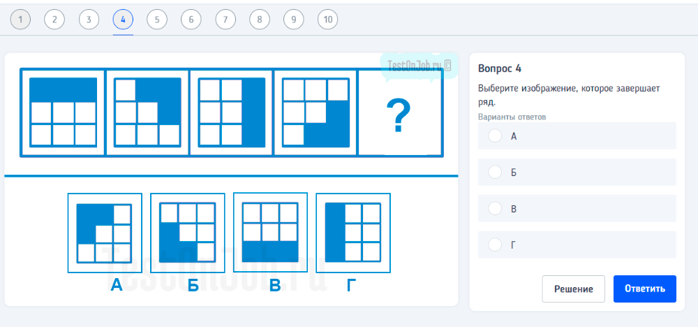 тест продолжить серию из геометрических фигур